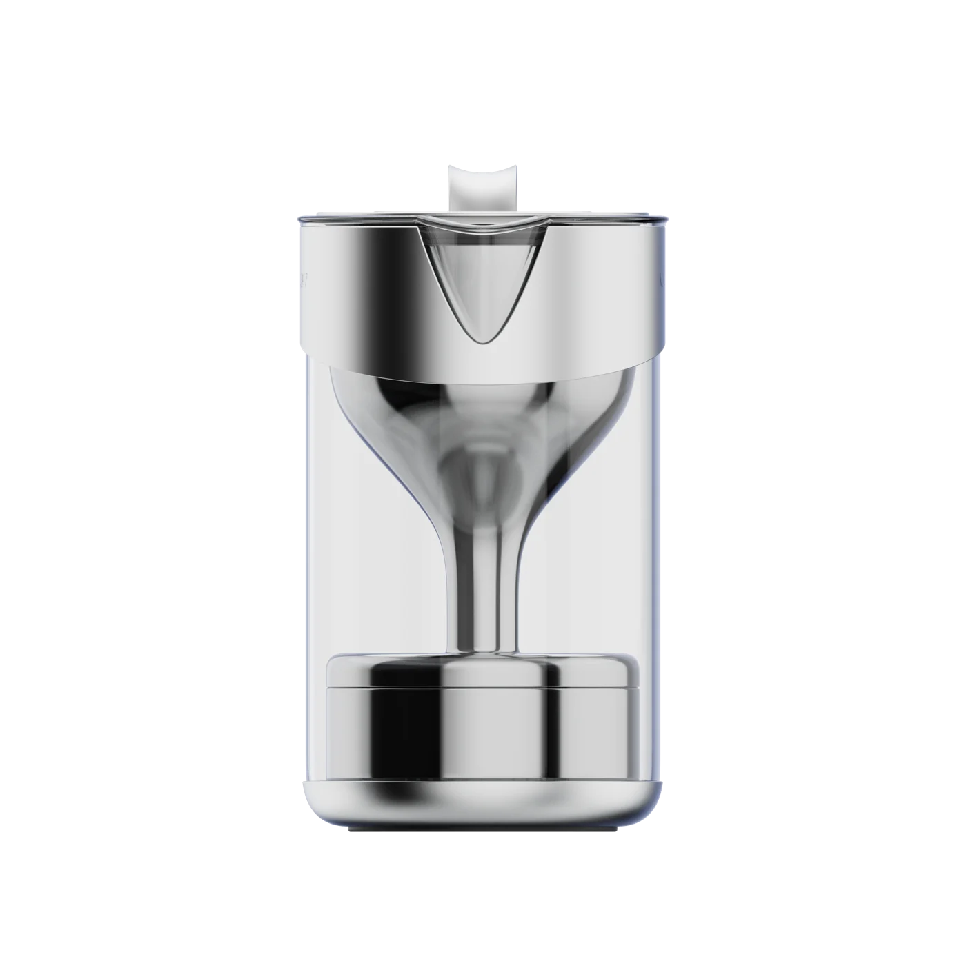 Side profile of the Valinor pitcher — the chalice narrows into the wide filter at the base